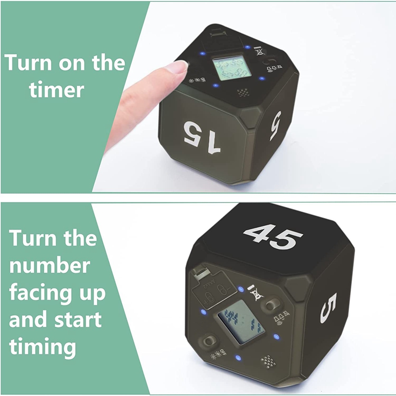 Cube-Timer Kitchen Timer Gravity Sensor Flip Meditation Timer for Time Management and Countdown 5-15-25-45 Min
