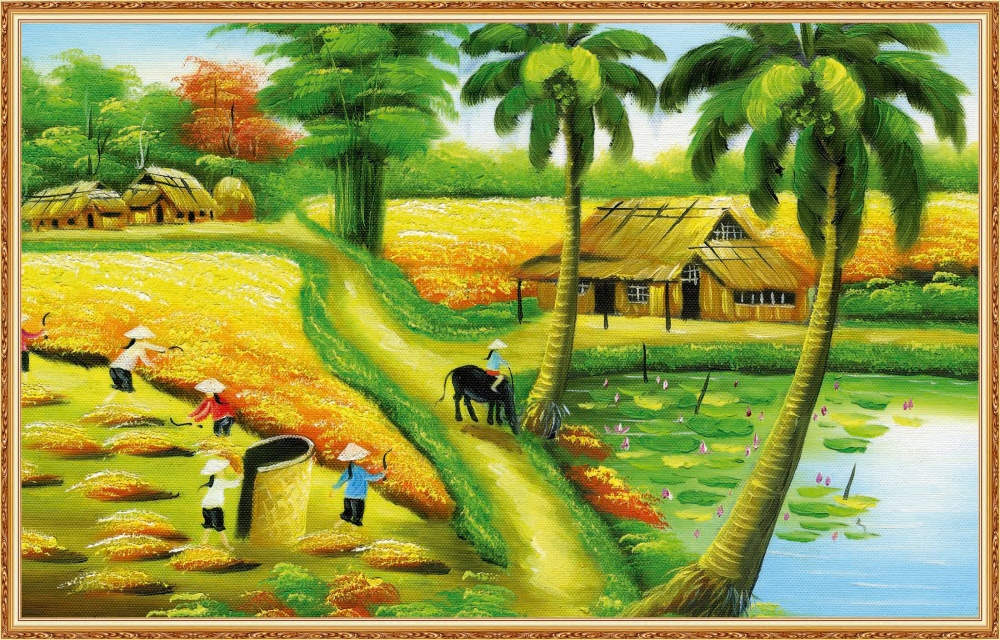 Tranh dán tường 3d đồng quê