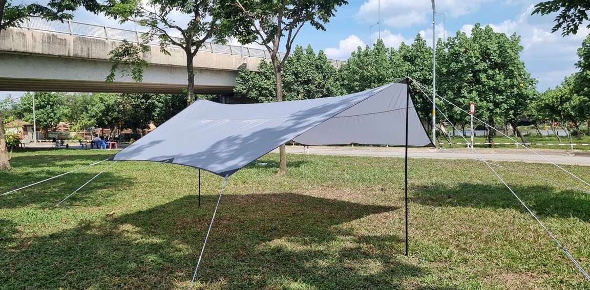 Hexa Tarp 4,4m × 4m + bộ trụ 2m ( tăng dã ngoại chống thấm mưa)