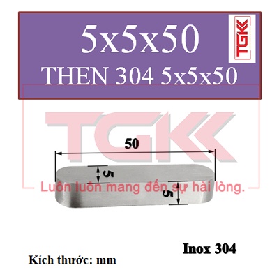 Thanh then bằng inox 304 5x5