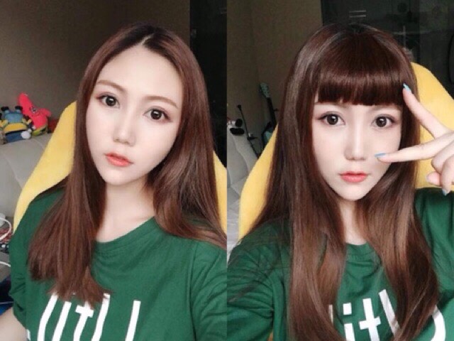 Tóc giả mái ngố - Mái ngố thưa y tóc thật