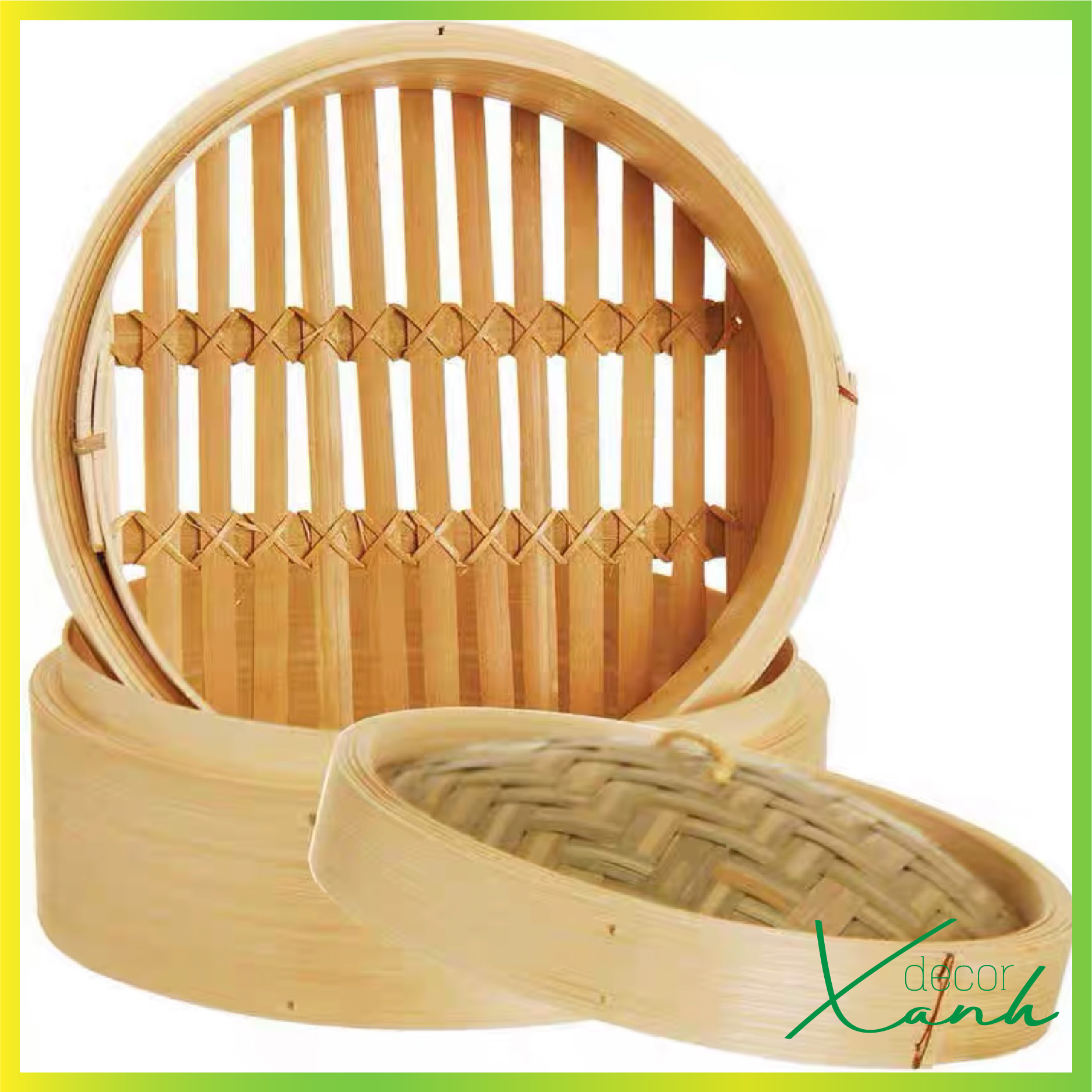 [An toàn thực phẩm] Xửng hấp tre, lồng hấp tre bánh bao, dimsum (có nắp)