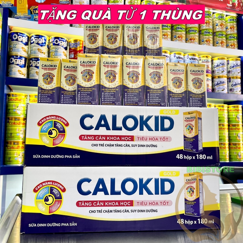 (Tặng Quà Từ 2 Thùng)  Thùng 48 Hộp Sữa Bột Pha Sẵn Calokid 180ml (BIBISTORE)