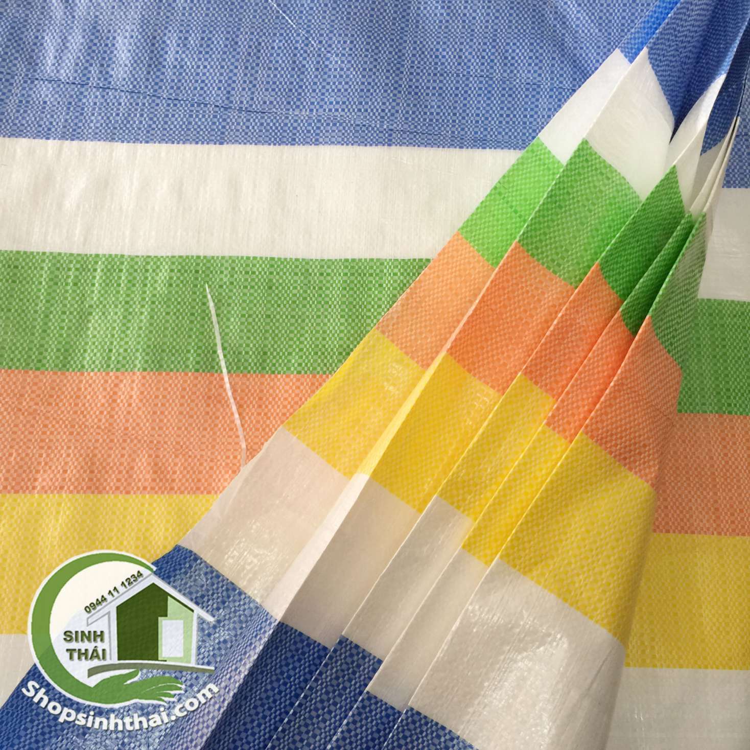 [HCM]3m² Bạt nhựa sọc 5 màu bạt che nắng che mưa che phủ công trình - [ 1m x khổ 3m ]