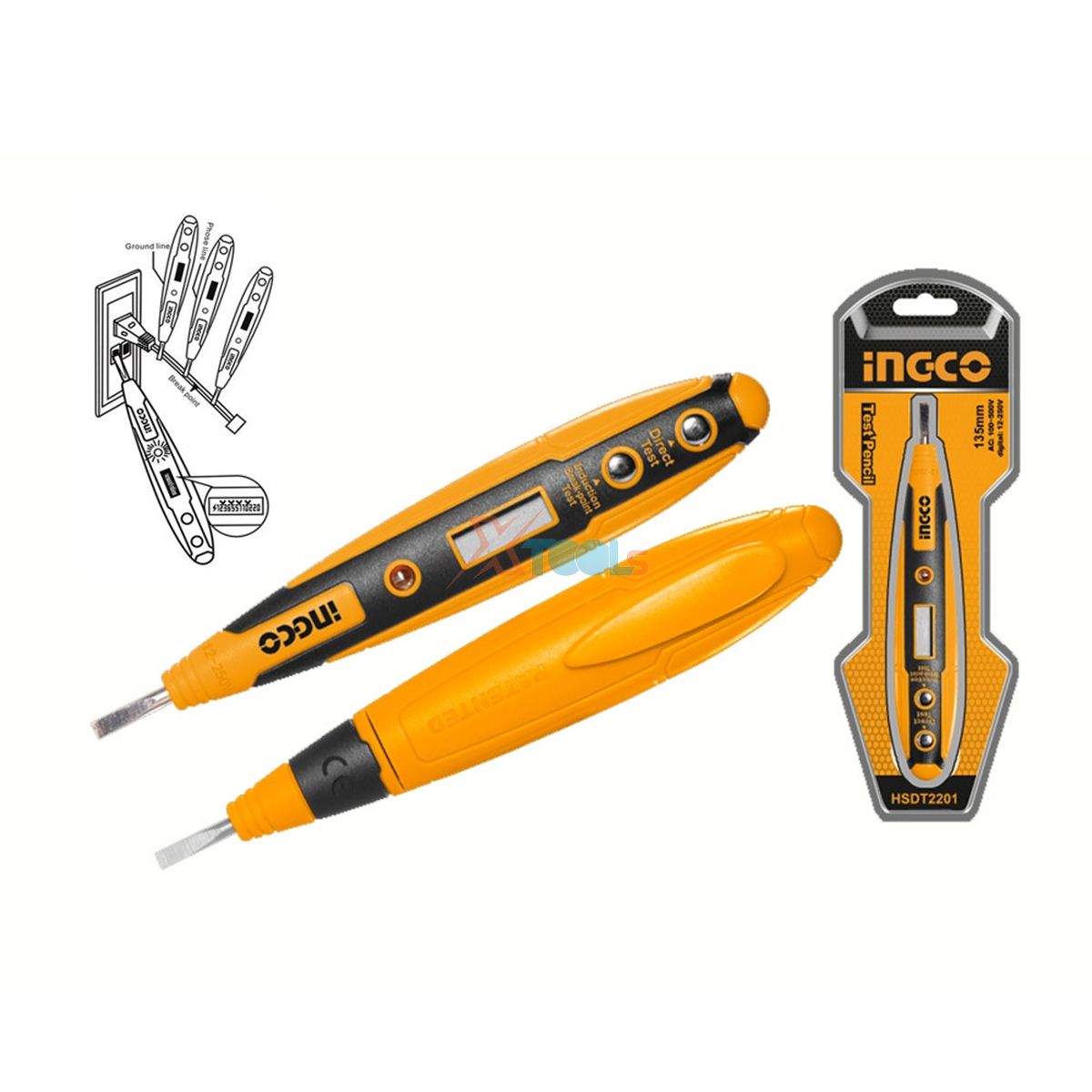 Electric test pen digital multifunction smart ingco HSDT2201 probe induction voltage not directly contact current, check phase wire broken do not take the battery XTools xsafe