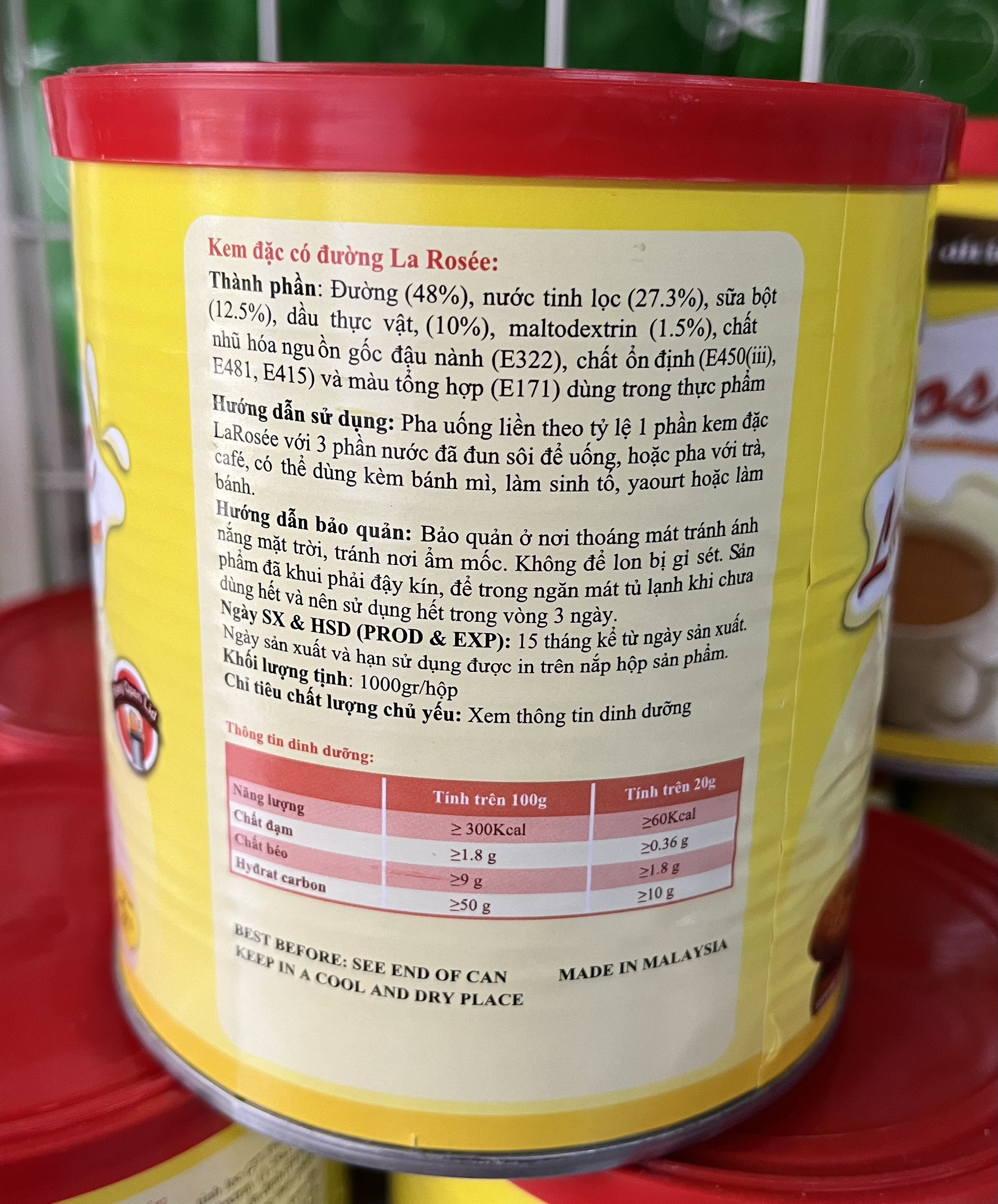 Sữa đặc La'Rosee lon 1kg - CÓ KHOEN