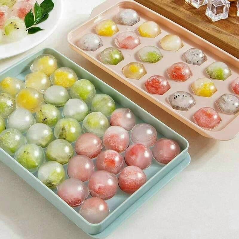 Khay làm đá, Khay làm thạch tròn 33 viên ( Giao màu ngẫu nhiên )- Vạn Lộc 68