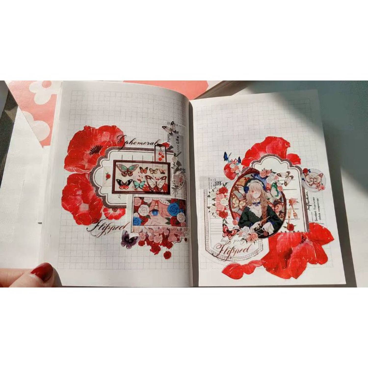 Đoạn chiết hình dán washi tape cô gái tóc hồng