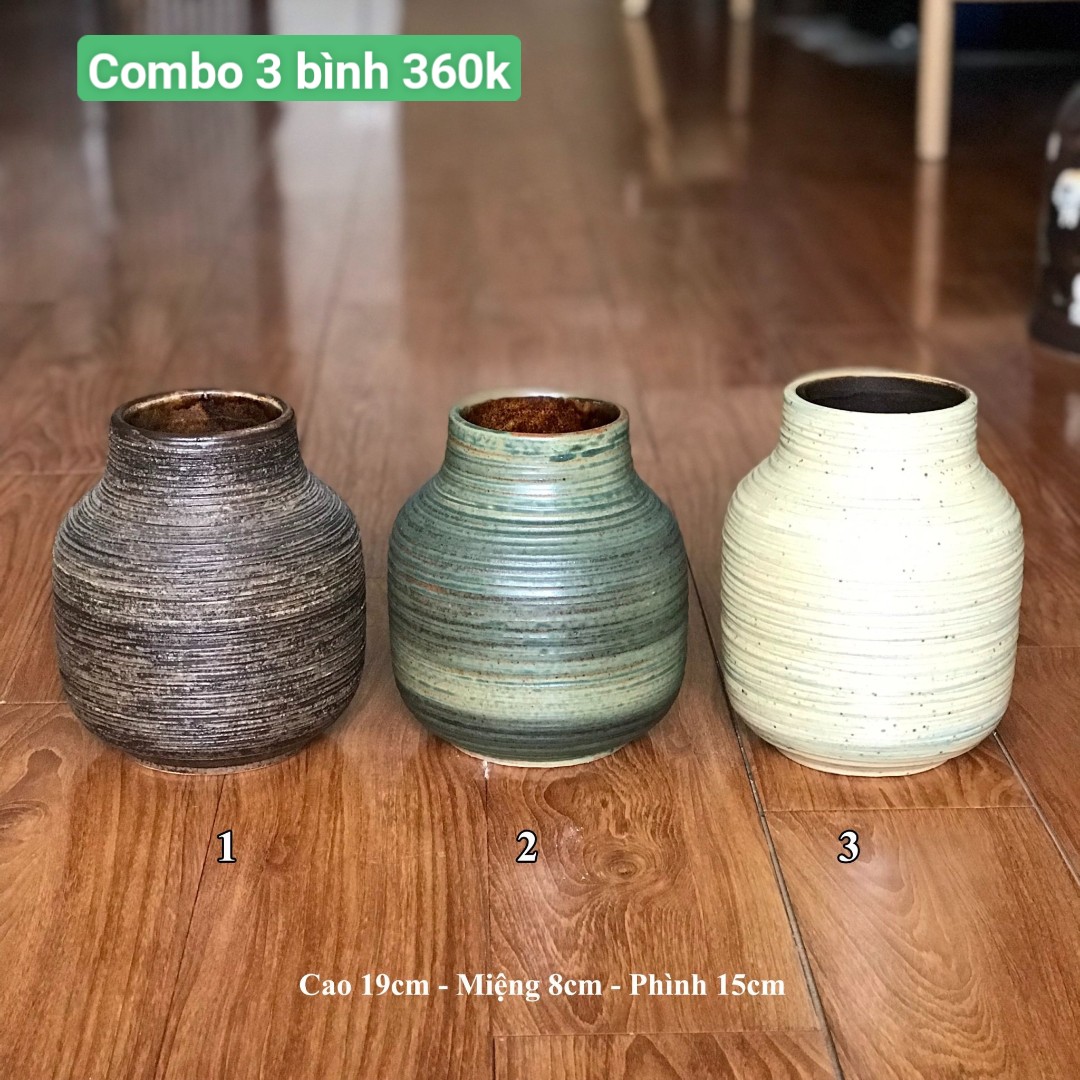 Gth99 set 3 PCs 19cm Garland bowl bulb flower vase ceramic vase set