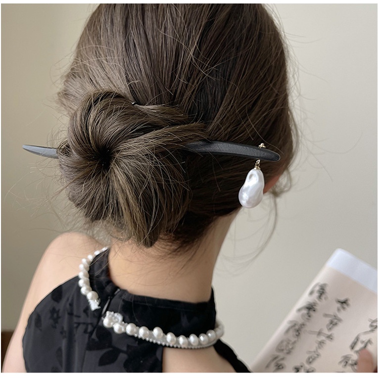 (Mới ) Trâm cài tóc gỗ đính hạt phong cách cổ điển Tatitava