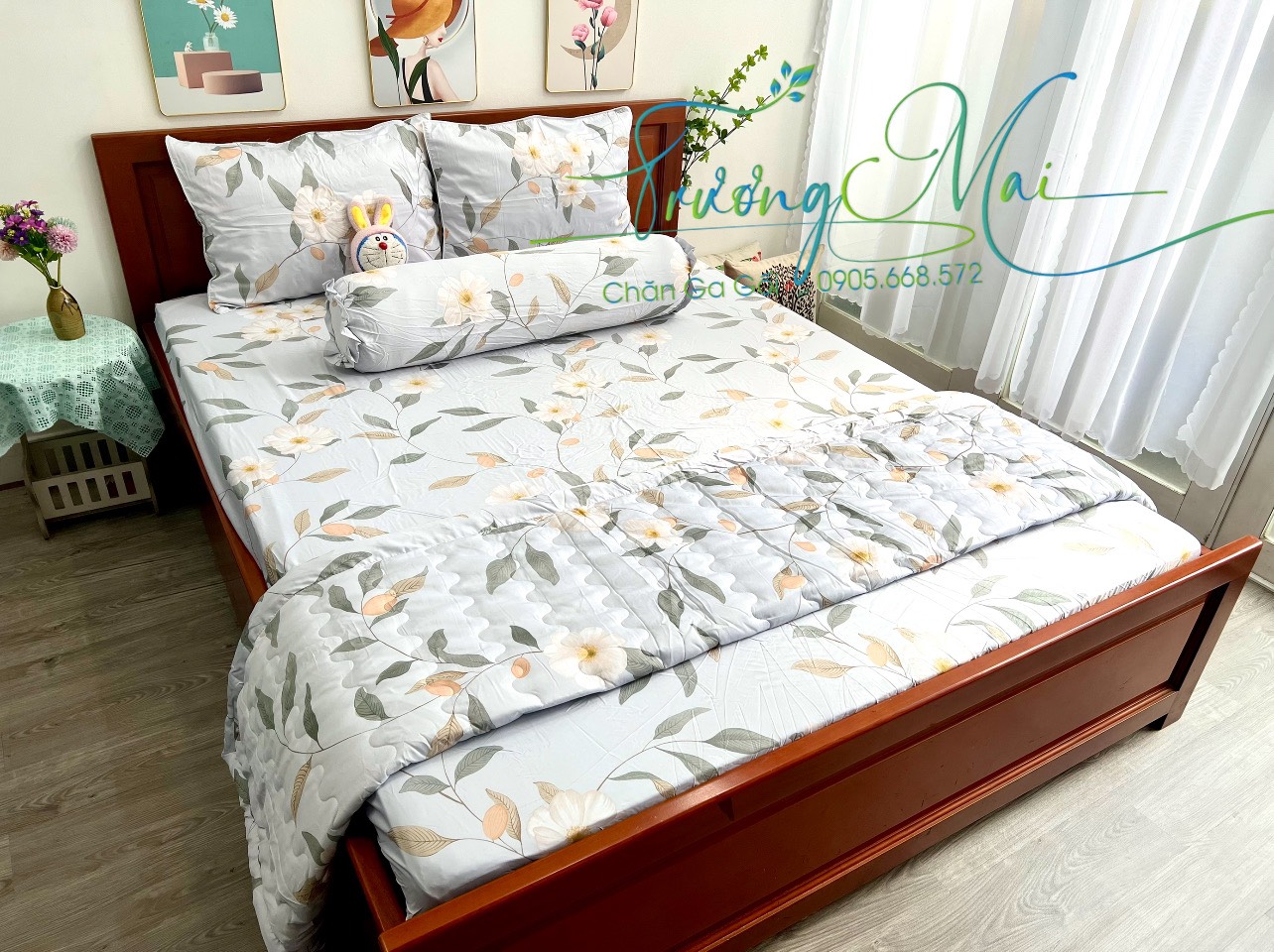 Drap Tencel lụa cao cấp 4 món ( 1 ga bọc chun, 2 áo nằm và 1 áo ôm khóa kéo)