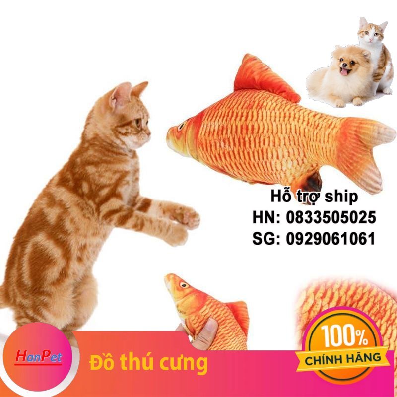 Hanpet - CÁ NHỒI CATNIP đồ chơi cho mèo SIZE S 20cm (nhồi Cỏ mèo khô thành phẩm catnip mèo - cá bạc hà mèo)