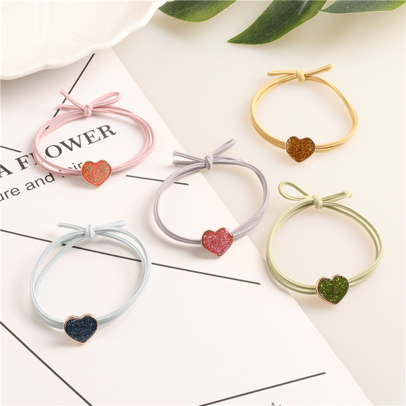 (Combo 2)  Dây Cột Tóc Hình Trái Tim Ánh Kim P107
