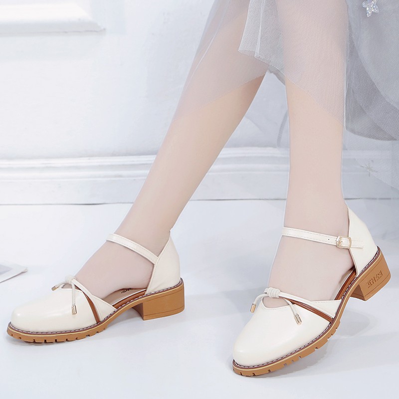 Sandal Nữ ULZZANG Bít Mũi Đế Thấp 3 Phân
