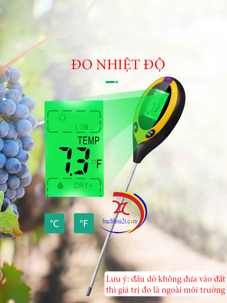 Máy đo độ PH trong đất 4in1( PH, nhiệt độ, độ ẩm và ánh sáng)