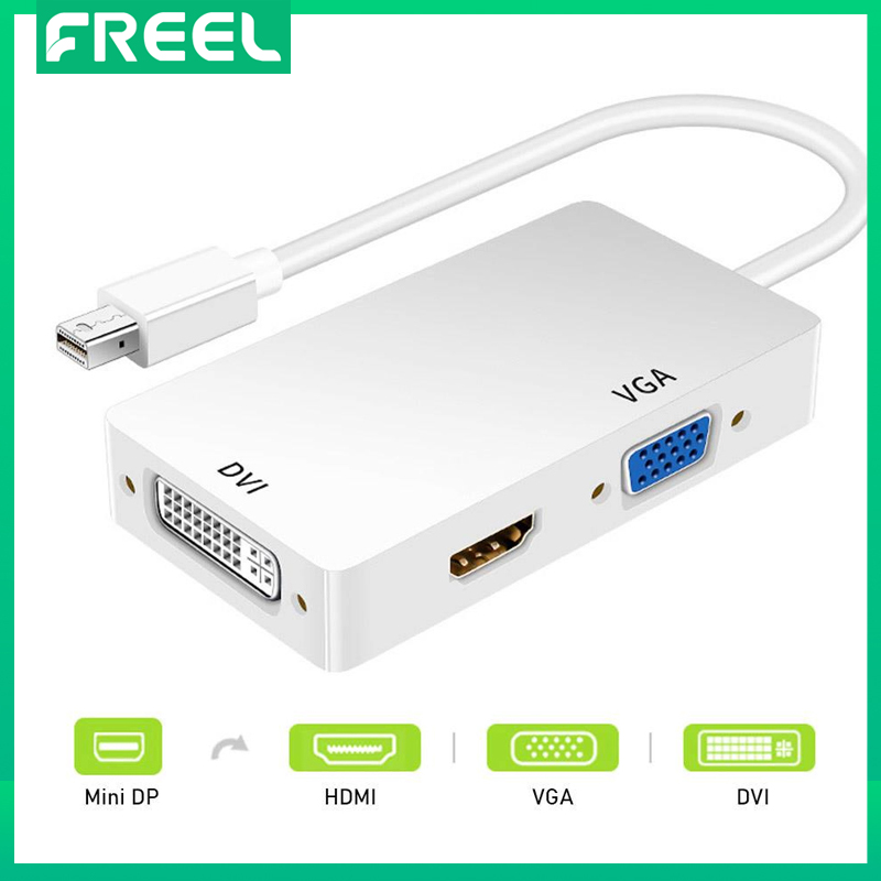 Mini displayport to dvi vga hdmi 3 in 1 adapter, displayport adapter for macbook air macbook pro imac mac mini surface pro 1 2 3 4