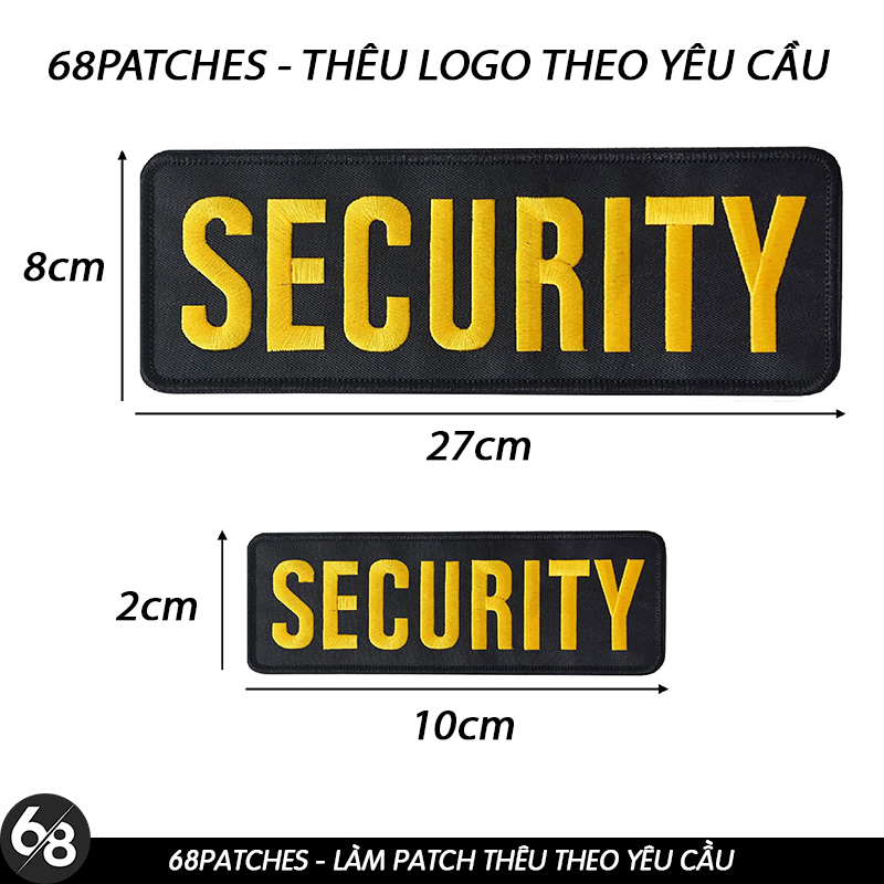 Patch vải ủi nhiệt thêu logo security bảo vệ kích thước lớn D25
