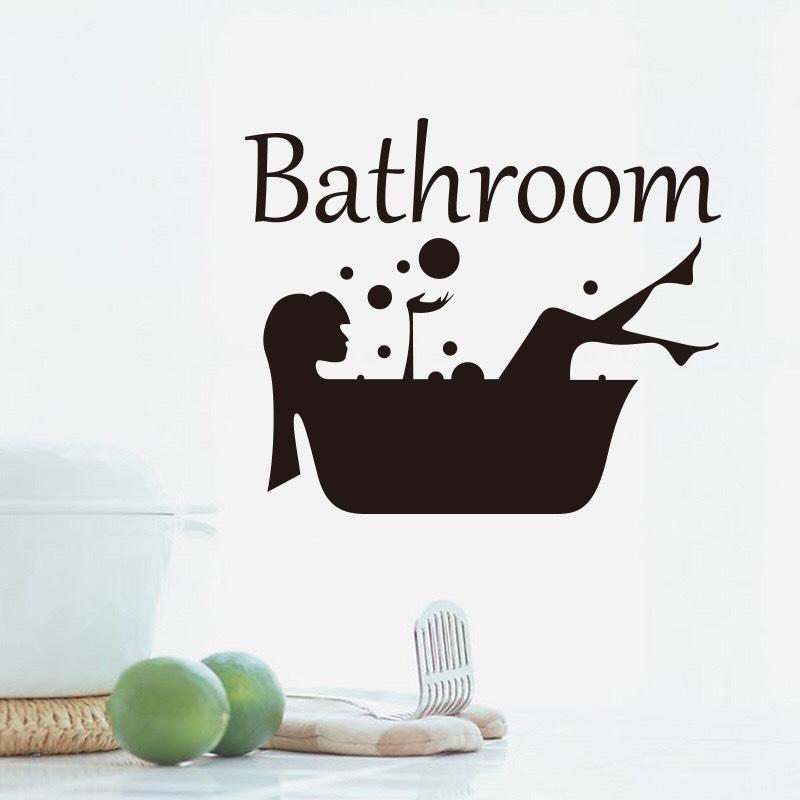 Decal trang trí tường - Cô Gái Đen Bathroom