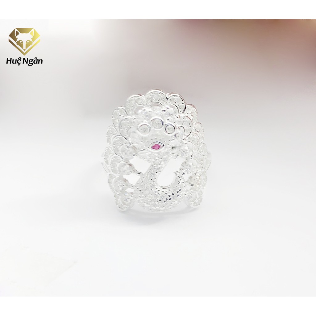 Nhẫn bạc ý 925 bạc xinh huệ ngân - chim công xinh xắn rr1629
