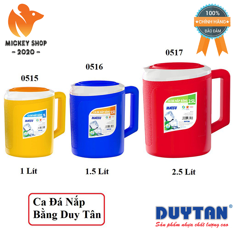 Ca đá nắp bằng giữ nhiệt duy tân 1 lít 1.5 lít 2.5 lít - chính hãng