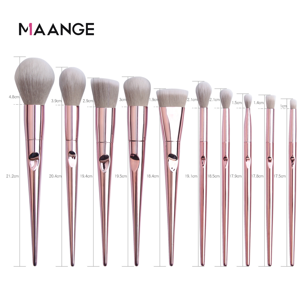 MAANGE 10 bàn chải trang điểm+1 bộ bàn chải trang điểm chuyên nghiệp