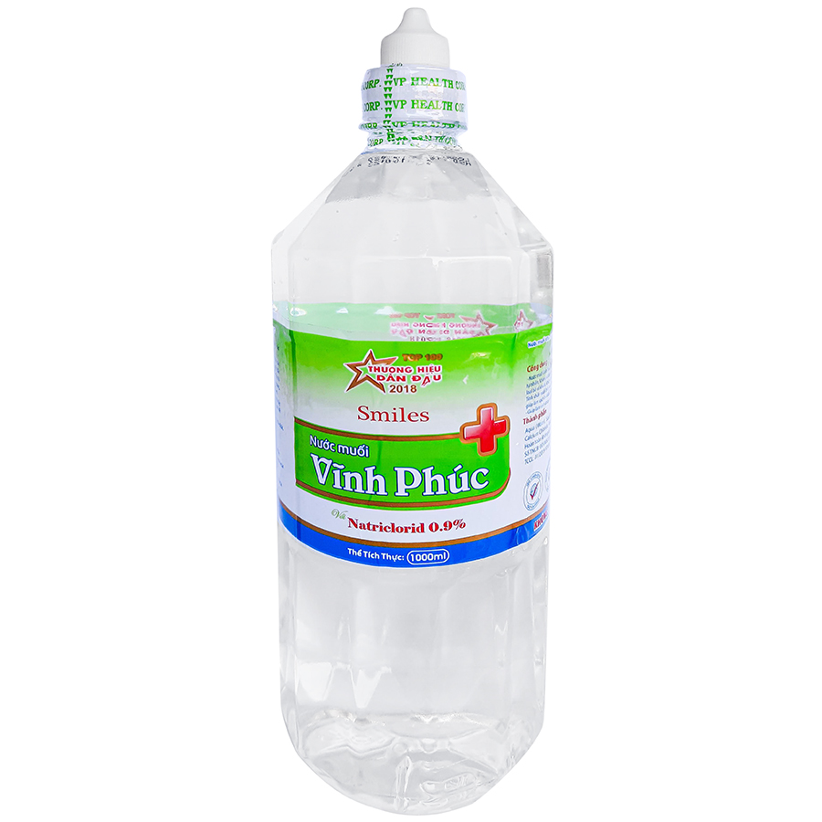 Nước muối Vĩnh Phúc Smiles Natriclorid 0.9% 1 lít
