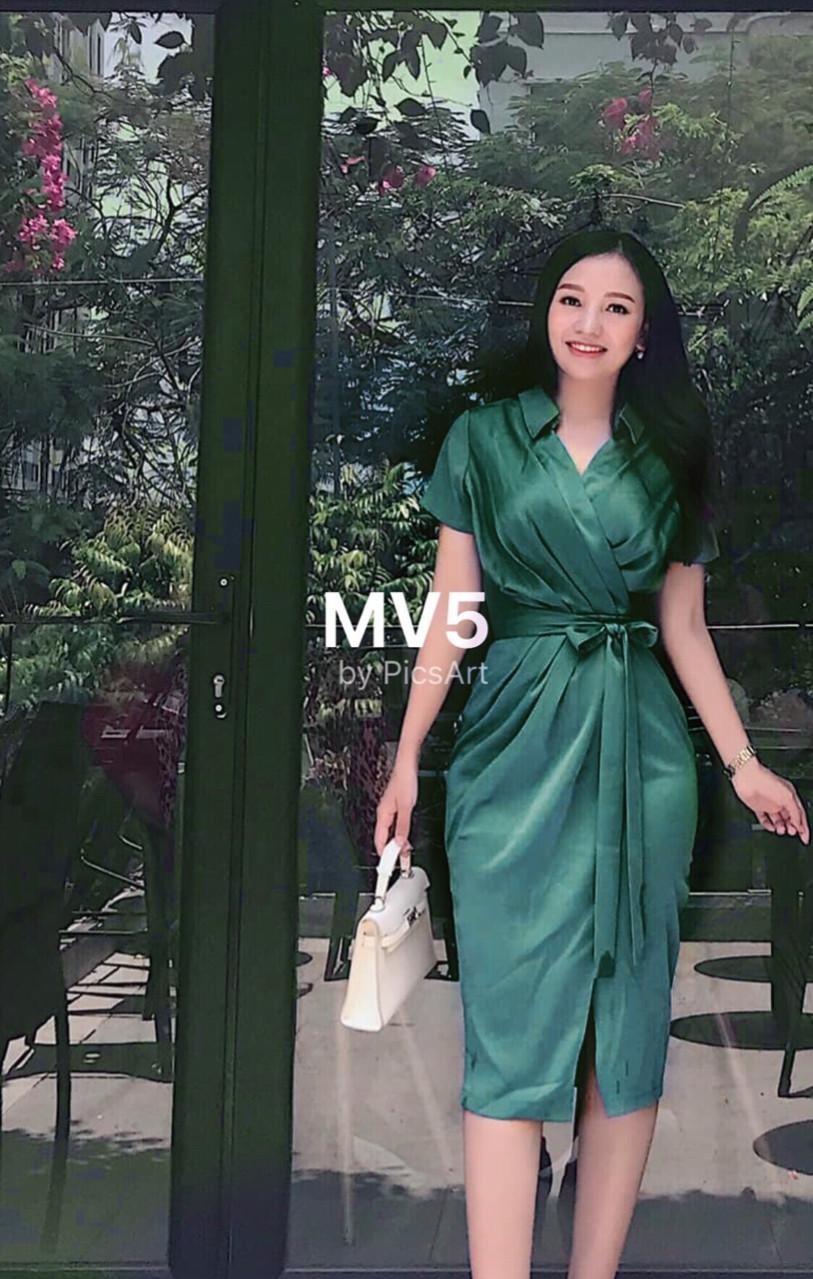 Đầm sơ mi nhún eo chất kate lụa freesize 2 màu trắng đen