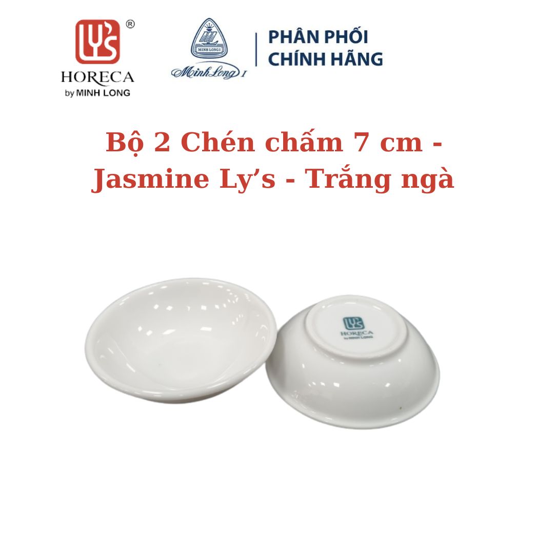 Bộ 2 chén chấm 7 cm jasmine lys - trắng ngà - gốm sứ cao cấp minh long i