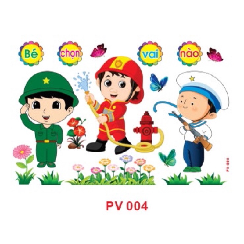 Decal mầm non - BÉ CHỌN VAI GÌ khổ lớn 127x80