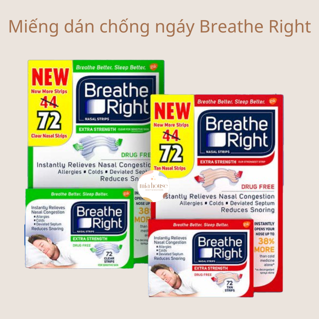 Miếng dán thông mũi/ chống ngáy Breathe Right Nasal Strips Extra Strength