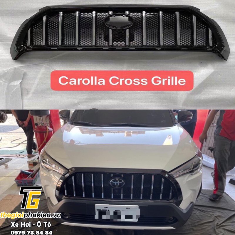 Mặt Calang, Ca lăng độ cho Toyota Corolla Cross mẫu kẻ dọc mạ Crom