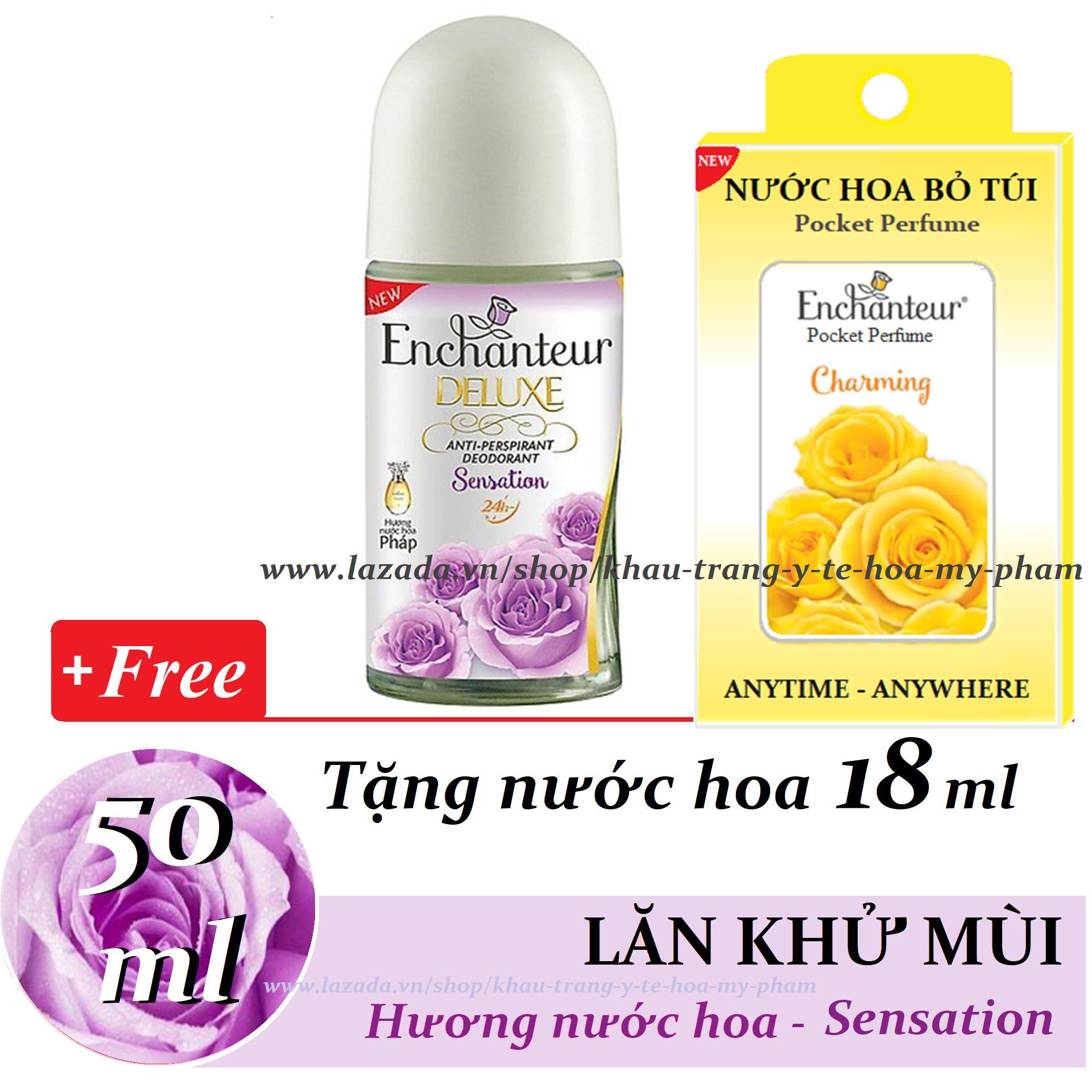 [HCM]Enchanteur - Lăn khử mùi hương nước hoa Sensation 50 ml + Tặng nước hoa bỏ túi 18 ml