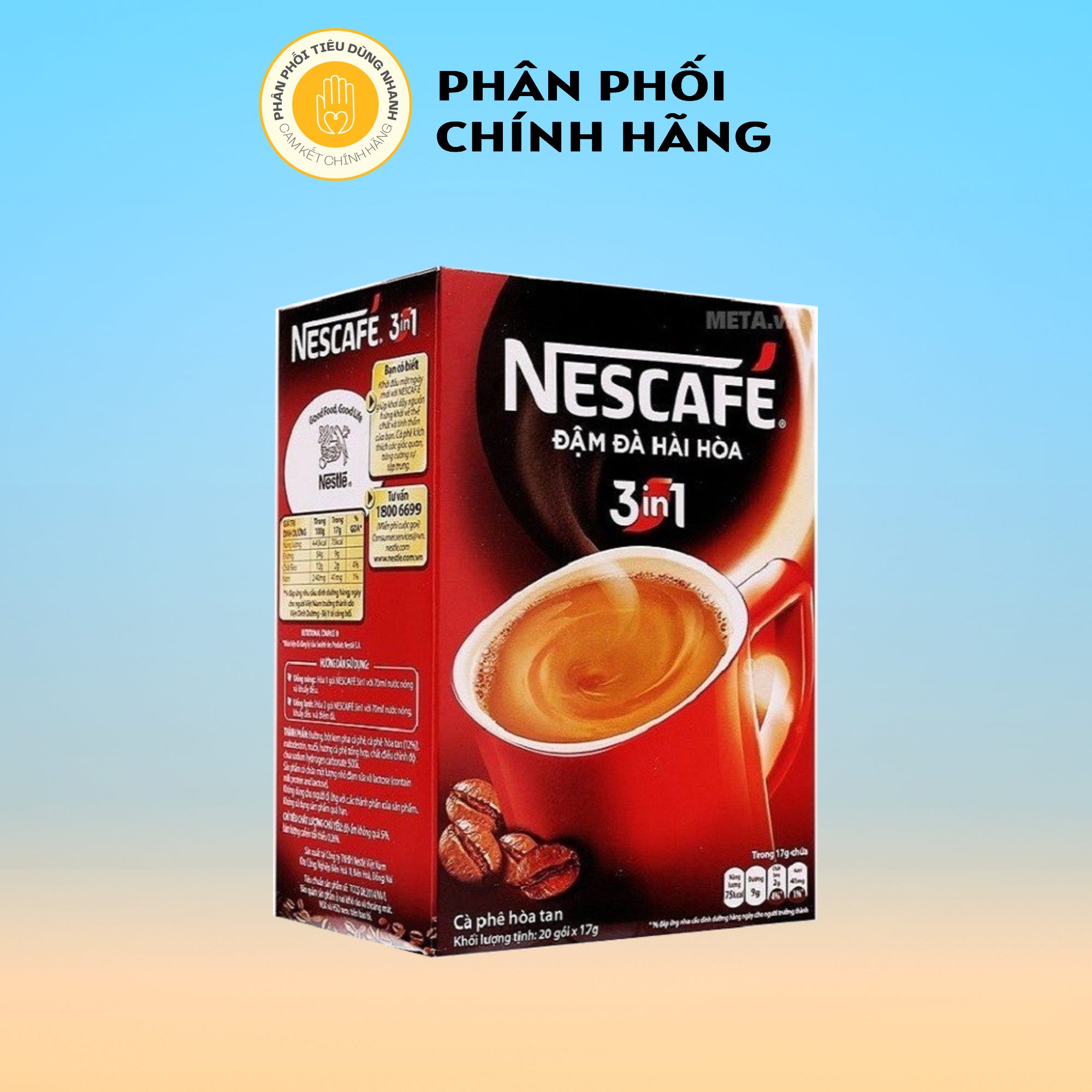 Hộp 20 gói cà phê sữa hòa tan 3 in 1 nescafe cà phê rang xay hòa tan 17g