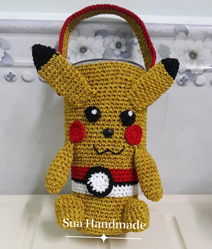 Túi đựng ly giữ nhiệt handmade hình pikachu
