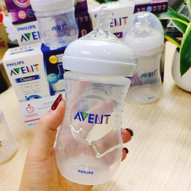 Combo 2 bình sữa philips Avent 125ml(Núm số 1)- 260ml (Núm số 2)