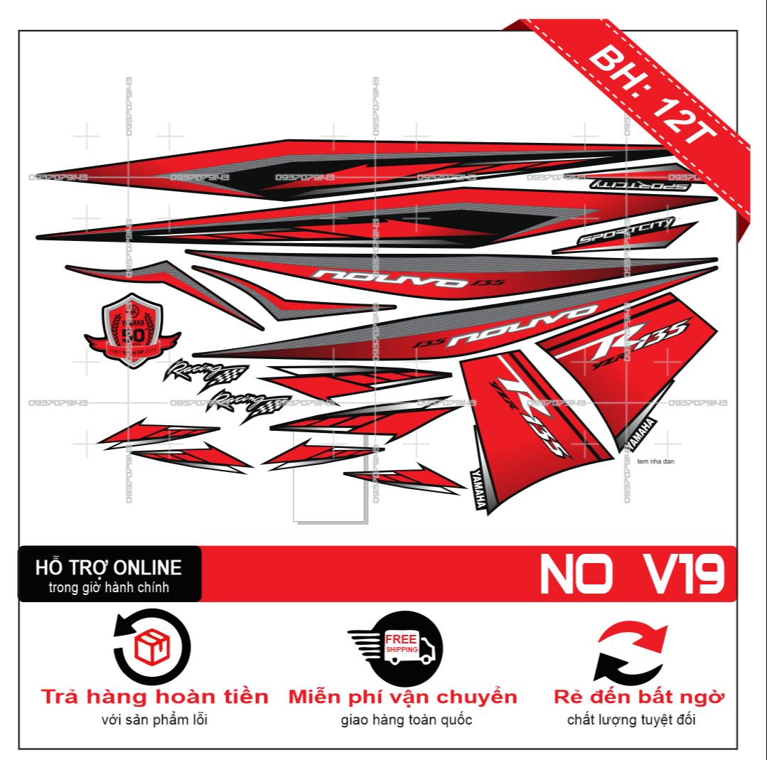TEM XE NOUVO 4 NV 4 (TEM RỜI NOUVO 4) LX ĐỎ ĐEN