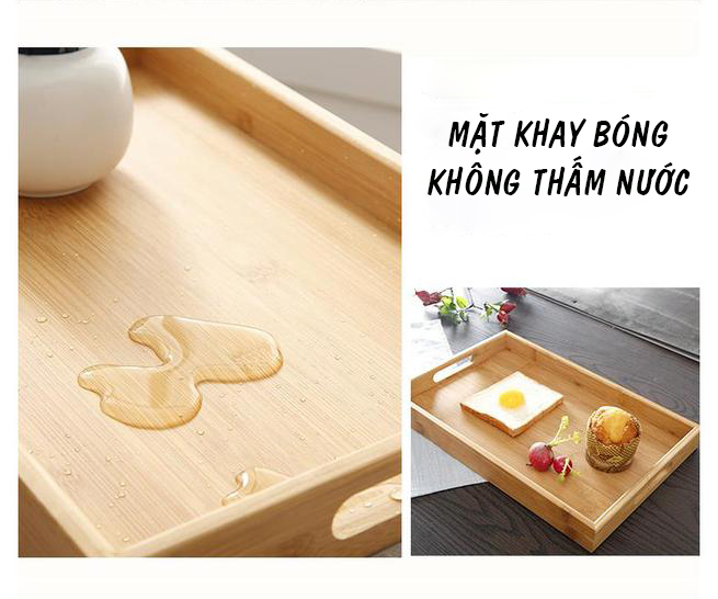 Khay Trà  Gỗ Tre Đựng Đồ Green Home Có Tay Cầm Tiện Lợi (Hàng Việt Nam) Khay Trà Gỗ Tre Hình Chữ Nhật Siêu Bền Đẹp - Phong Cách Giản Dị Mộc Mạc Thân Thiện Với Môi Trường