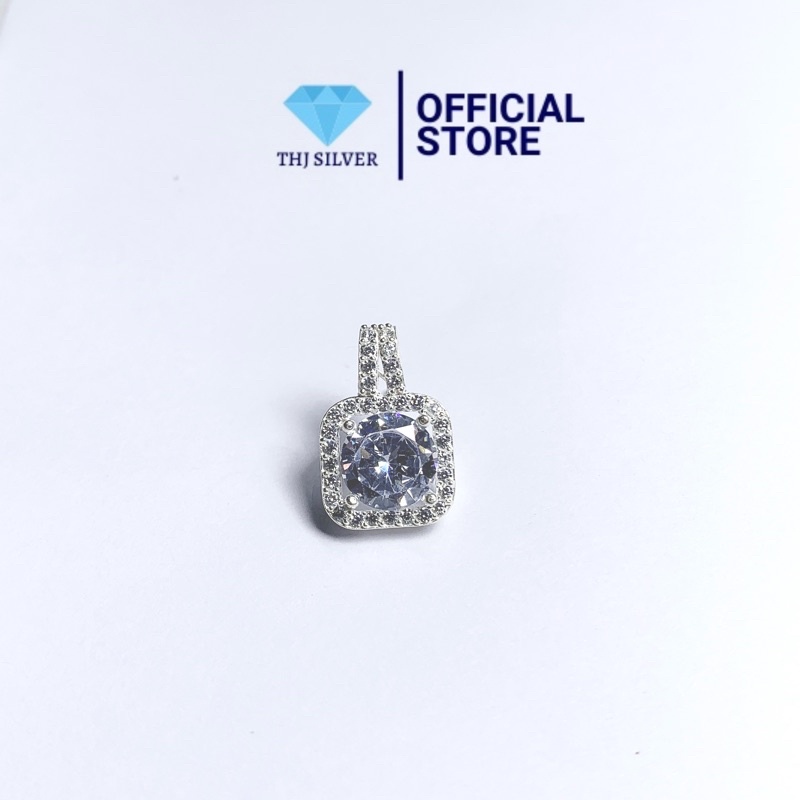 Mặt dây chuyền vuông đính đá chuẩn bạc ta sáng đẹp