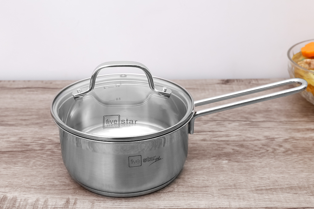 Bộ Nồi 5 Đáy Inox 304 Cao Cấp Bếp Từ Fivestar Plush FPB55D001 Nắp Kính , bảo hành 25 năm ( chảo chiên 24cm & quánh 16cm & nồi 18cm & nồi 20cm & nồi 24cm )  - Shop Bếp Xinh