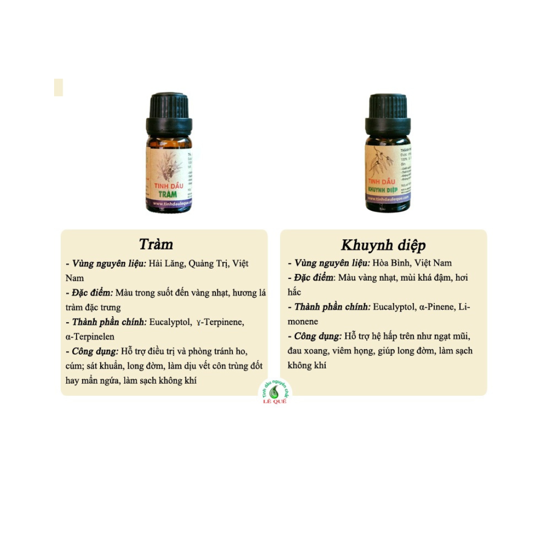(Lê Quế) Tinh dầu khuynh diệp Lê Quế (Eucalyptus Essential Oil) Giảm ngạt mũi, sổ mũi, viêm họng Lọ 10-50ml Koshka Home