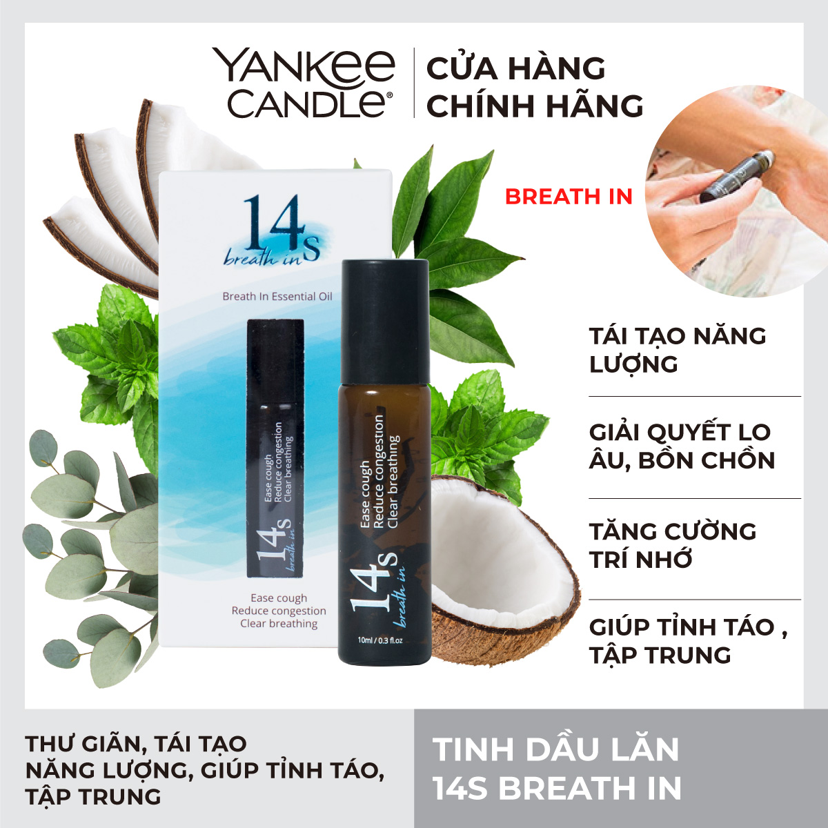 Tinh Dầu Lăn 14s - Breath In (10ml)