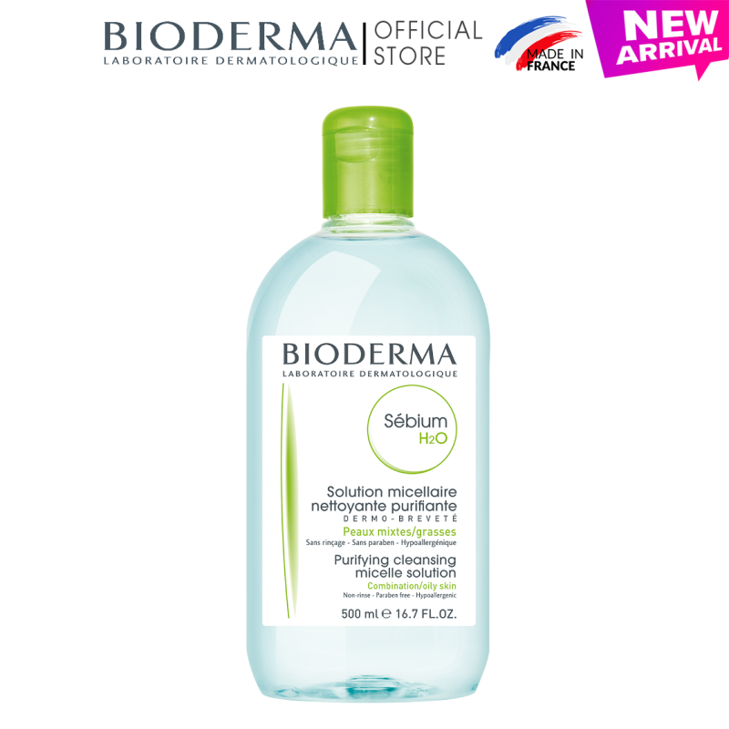 Dung dịch làm sạch và tẩy trang micellar cho da hỗn hợp và da dầu Bioderma Sebium H2O - 500ml
