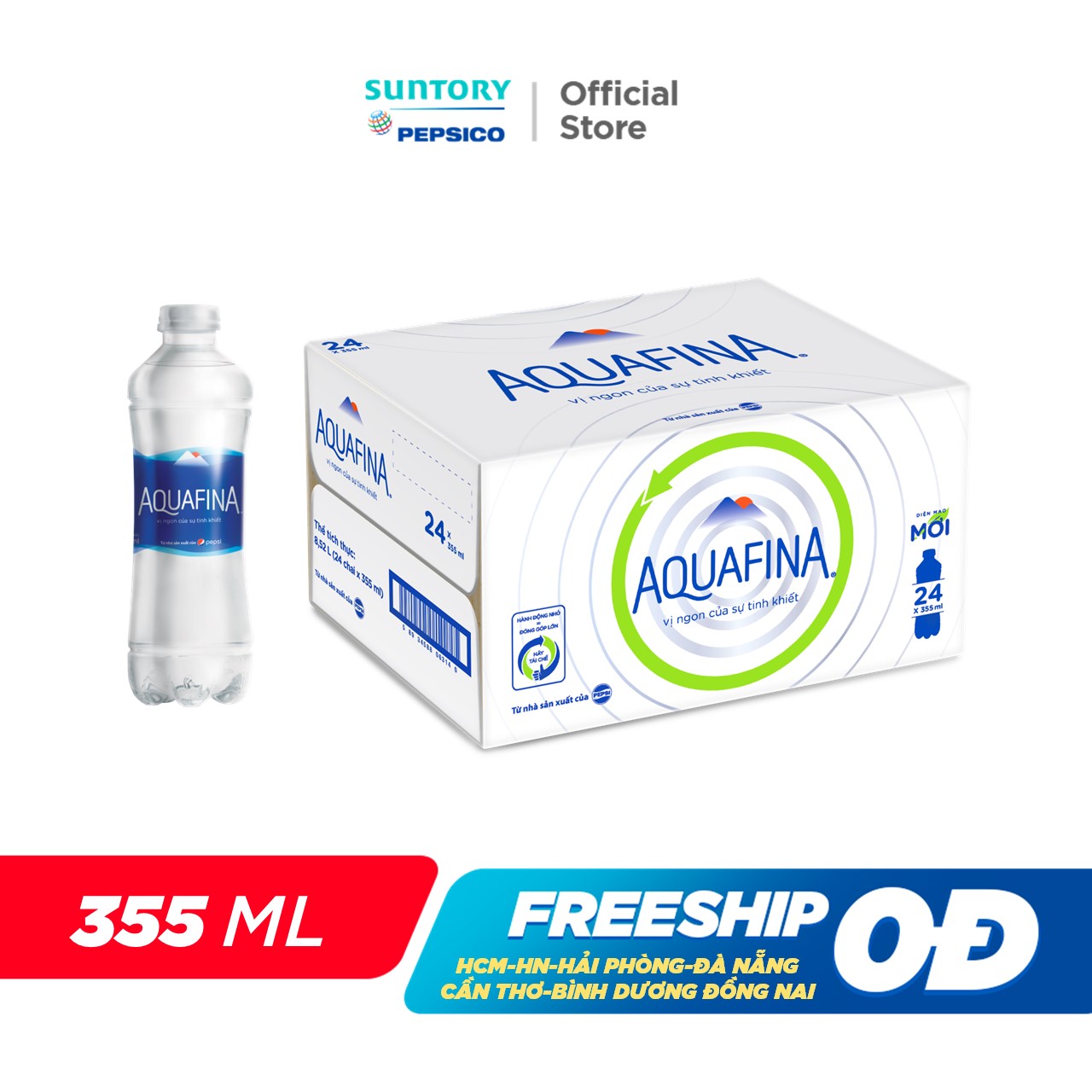 [SALE 6.6] Thùng 24 Chai Nước tinh khiết Aquafina (355ml/chai)