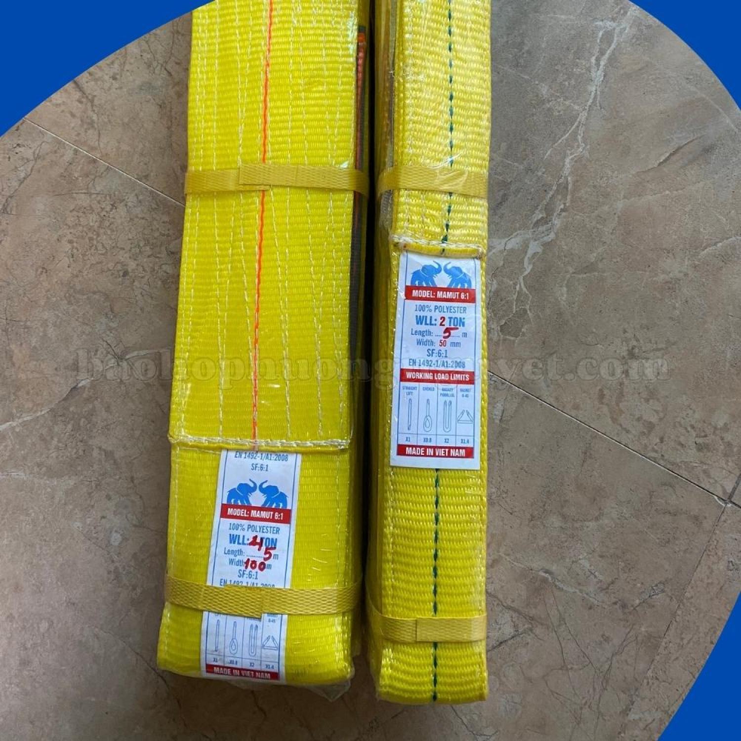 Dây cáp vải cẩu hàng, dây đai cẩu hàng 2 tấn, 3 tấn - bản 75mm - hệ số 5:1 6:1