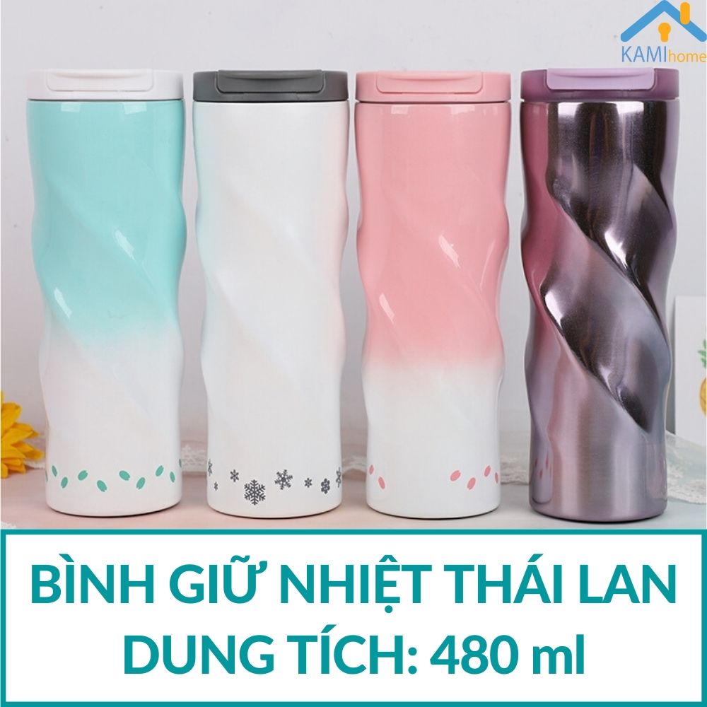 Bình nước giữ nhiệt Xoắn inox 3 lớp cách nhiệt 480ml Kraygshop ly cốc uống nước ly coc binh nuoc giu nhiet lygiunhiet cocgiunhiet