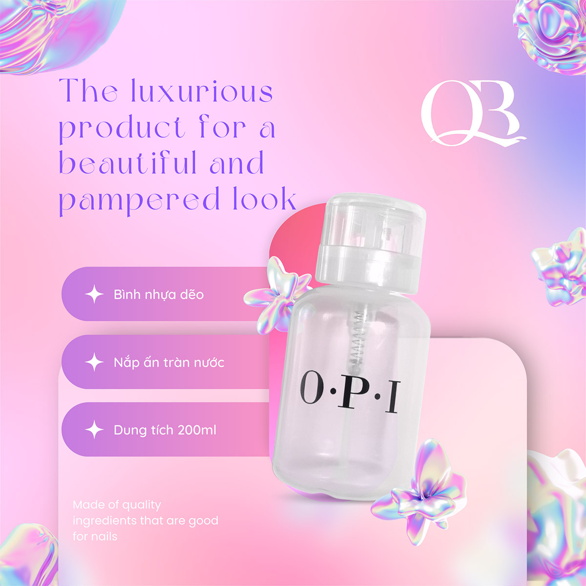 Bình đựng nước rửa móng nắp tràn OPI 200ml