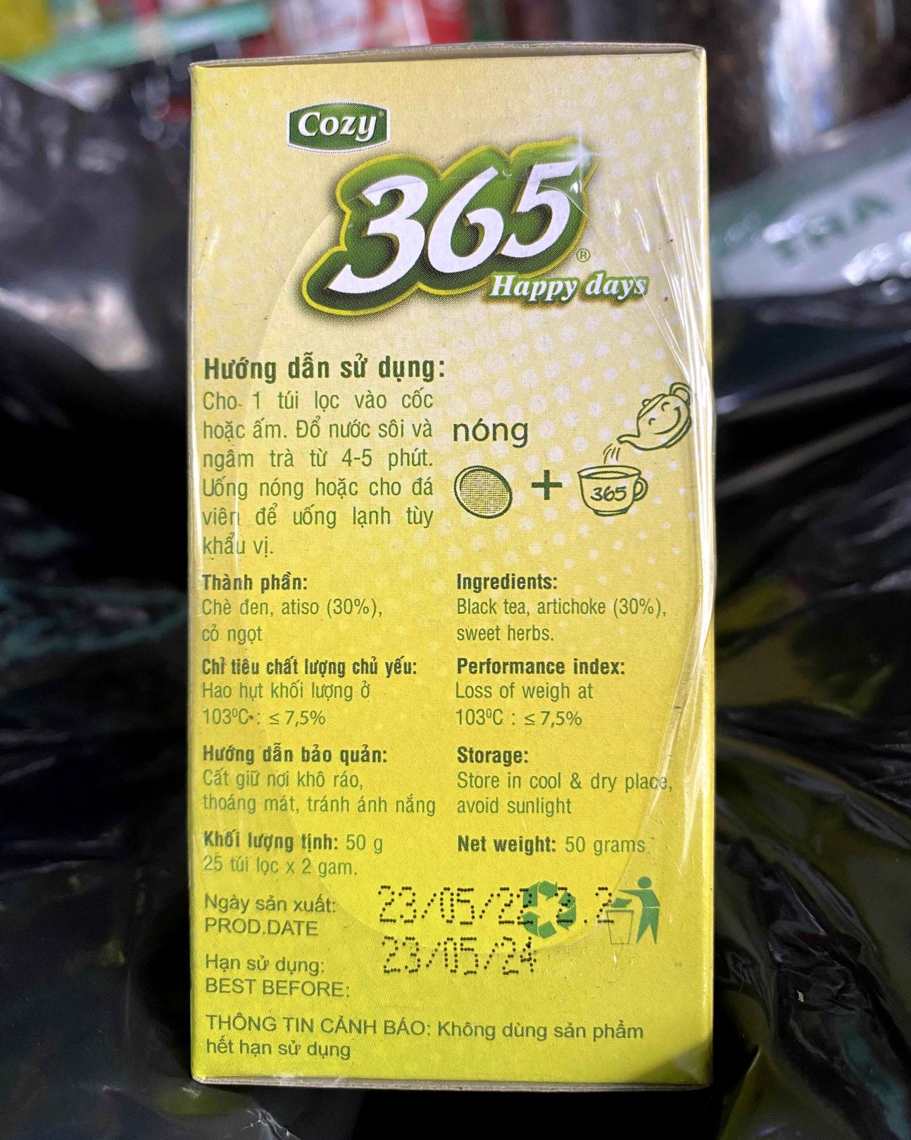 Tea atiso cozy 365 happy days 50g ( 25 bag x 2G)
