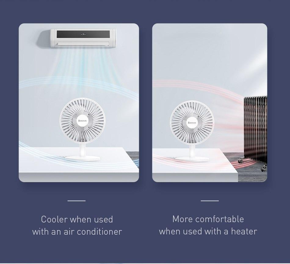 Quạt mini để bàn Baseus Ocean Fan, Pin sạc 2000mAh, 3 mức tốc độ