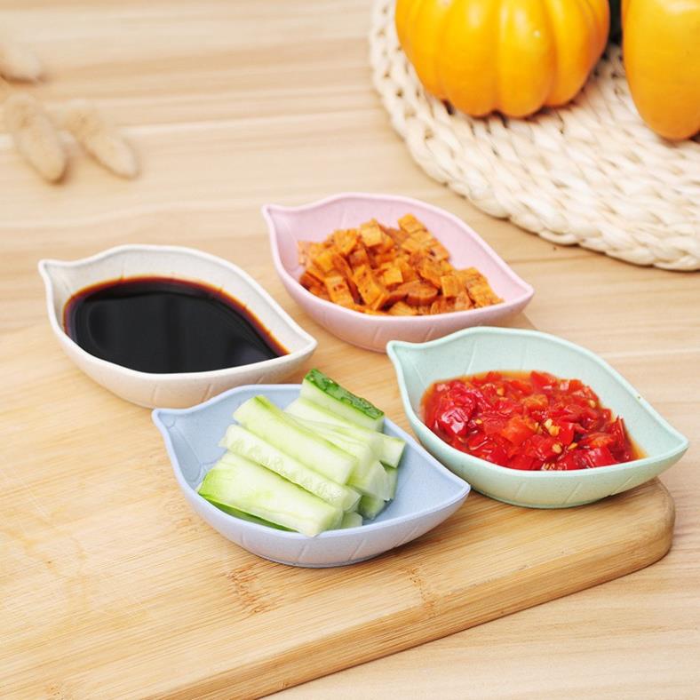 BZK Đĩa Đựng Gia Vị Nước Chấm Hình Chiếc Lá - Chén Đựng Gia Vị Bằng Lúa Mạch (Màu Ngẫu Nhiên)