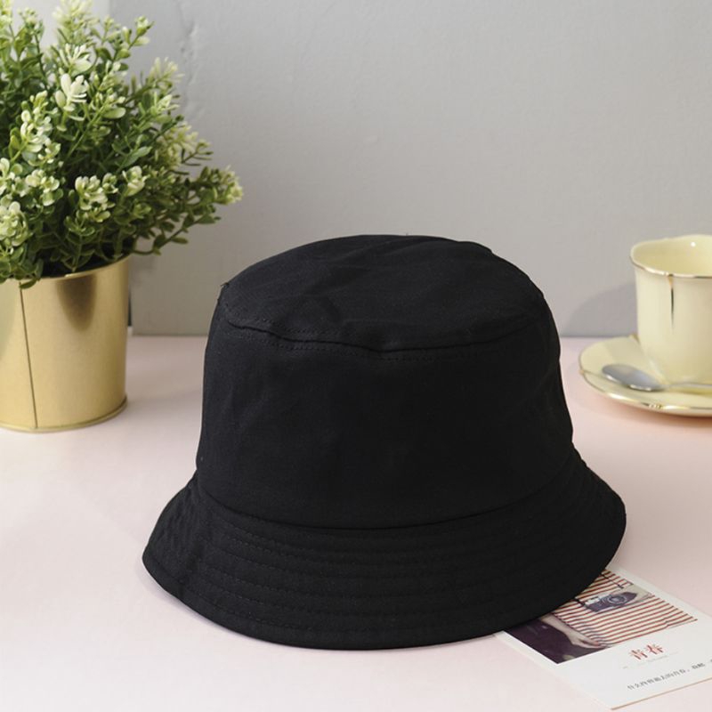 Mũ Bucket trơn đen phong cách hàn